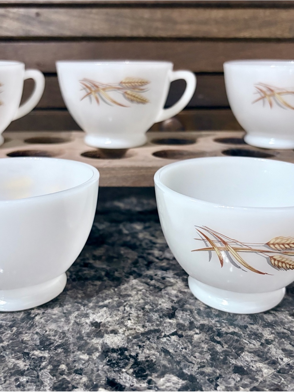 Vintage Anchor Hocking Milk Glass Tea/coffee Cups (5) - Golden Wheat  MidCentury